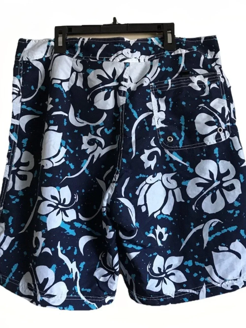 Utility Board Shorts Swim Trunks Men's Size‎ 36 Blue White Hawaiian Print